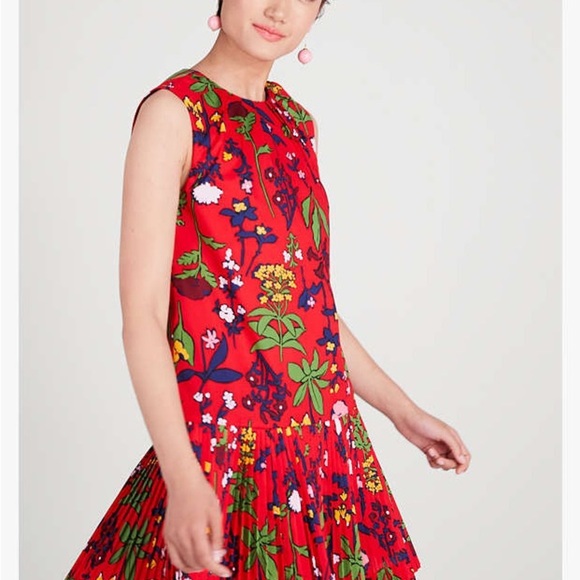 Kate Spade Red Botanical Garden Pleated Shift Dress XL NWT - Picture 7 of 7